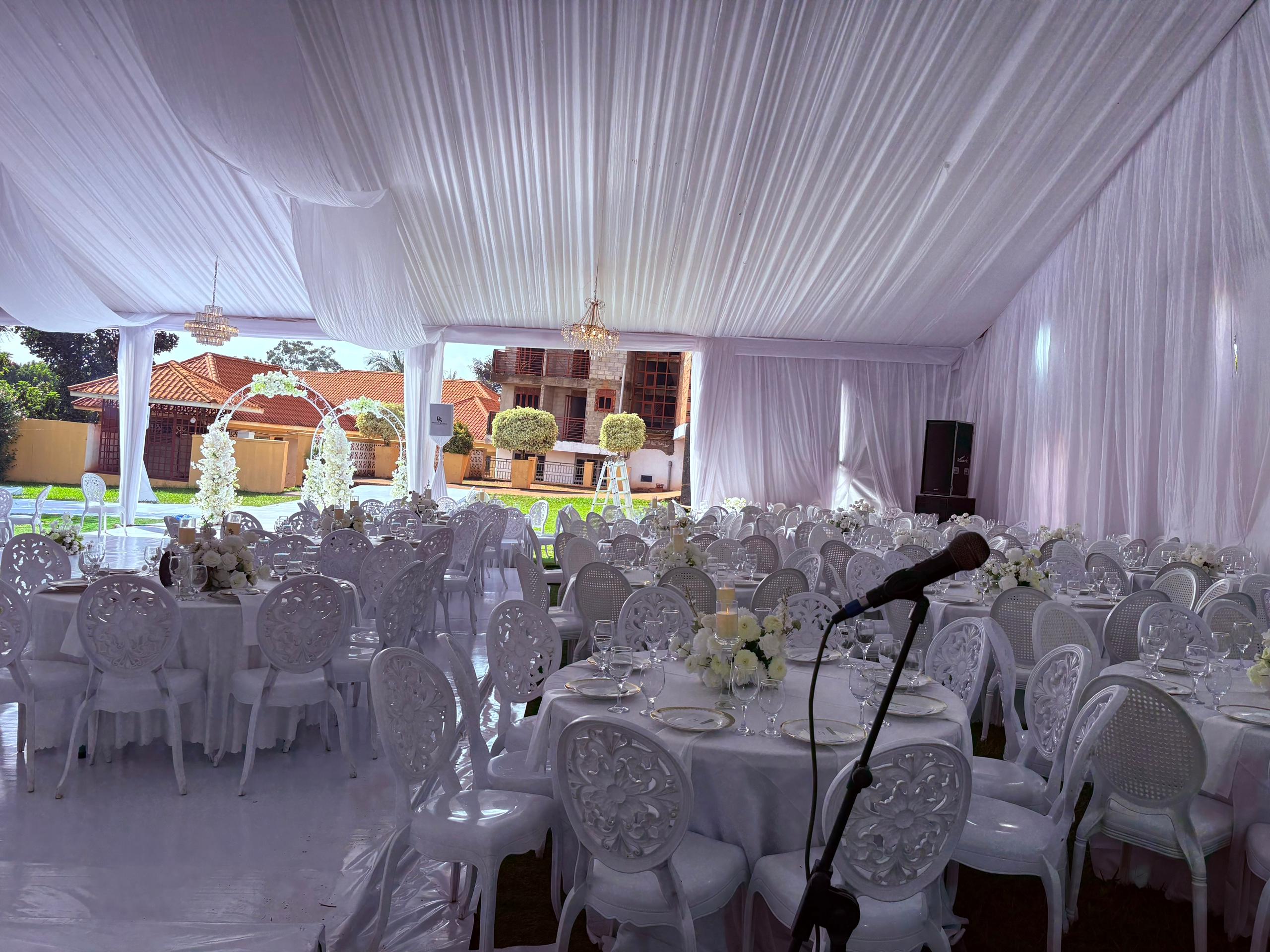 Garden wedding setup at Danma Gardens Hotel, Buloba, Uganda
